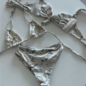Montce Floral Print Bikini Set - Cream and Brown